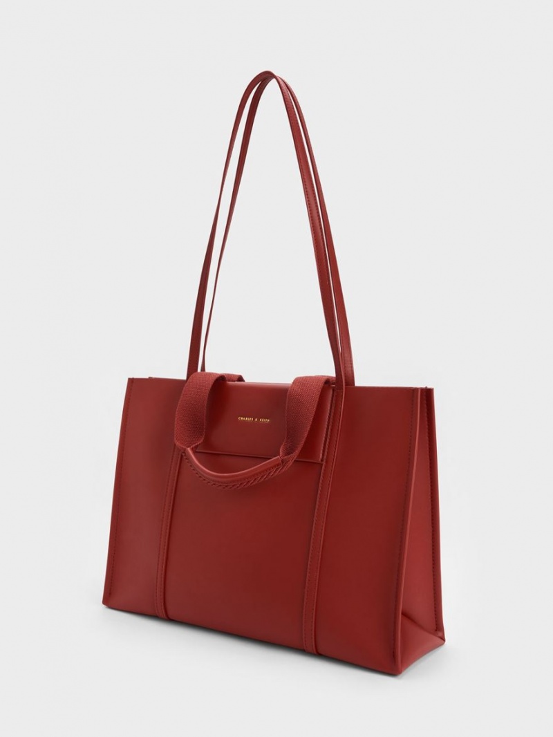 Geanta Tote Charles & Keith Shalia Rosii Inchis | 180SLQARJ