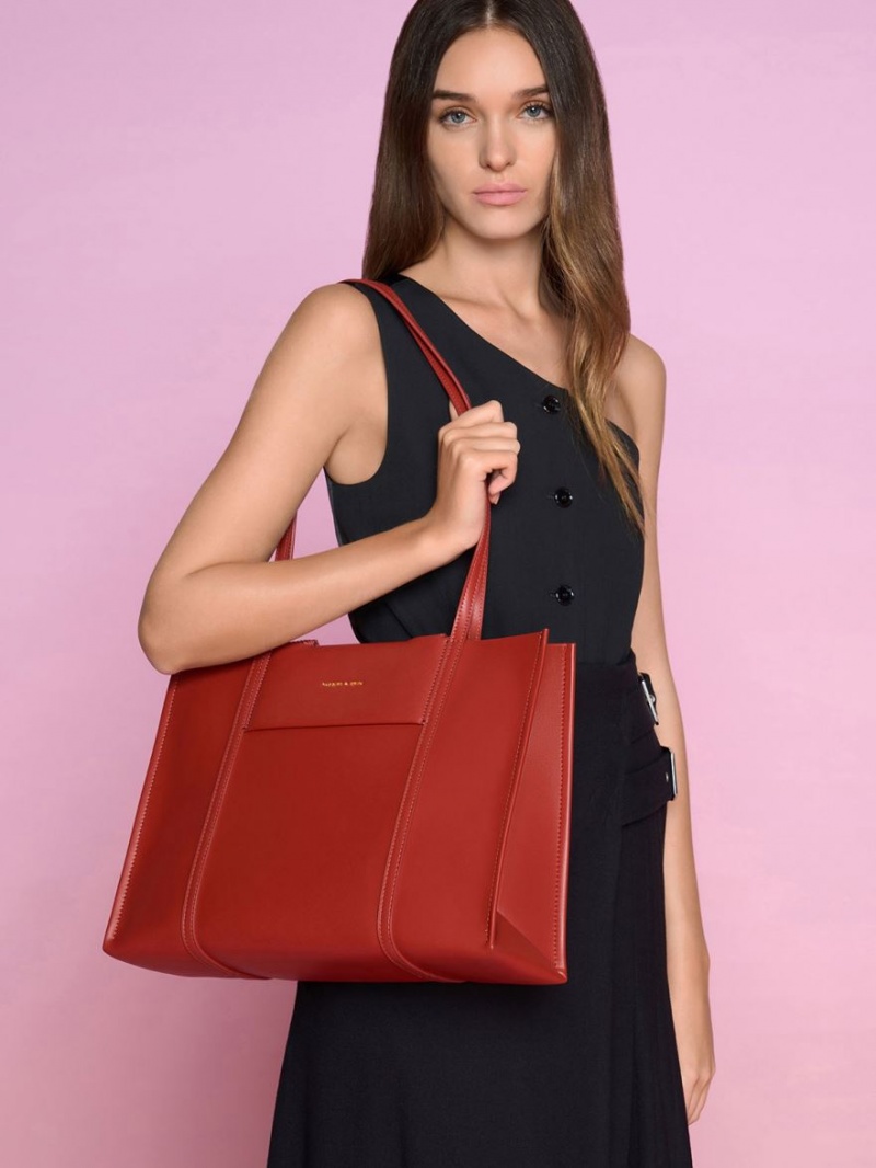 Geanta Tote Charles & Keith Shalia Rosii Inchis | 180SLQARJ