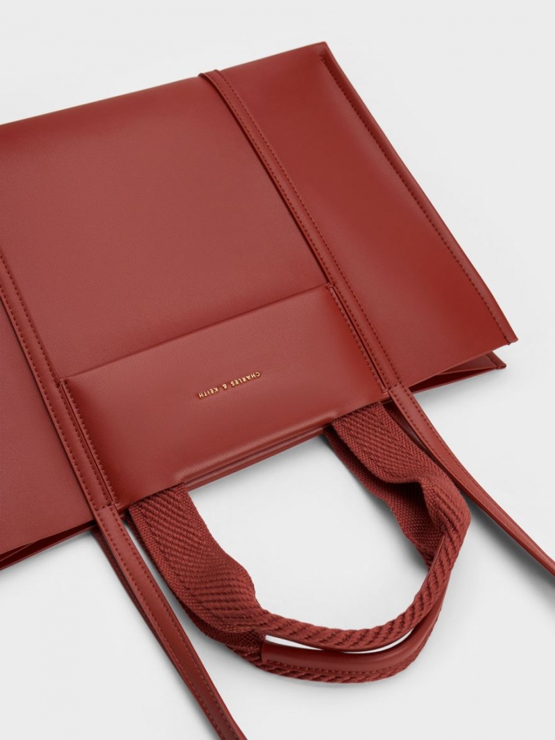 Geanta Tote Charles & Keith Shalia Rosii Inchis | 180SLQARJ