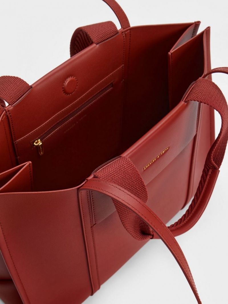Geanta Tote Charles & Keith Shalia Rosii Inchis | 180SLQARJ