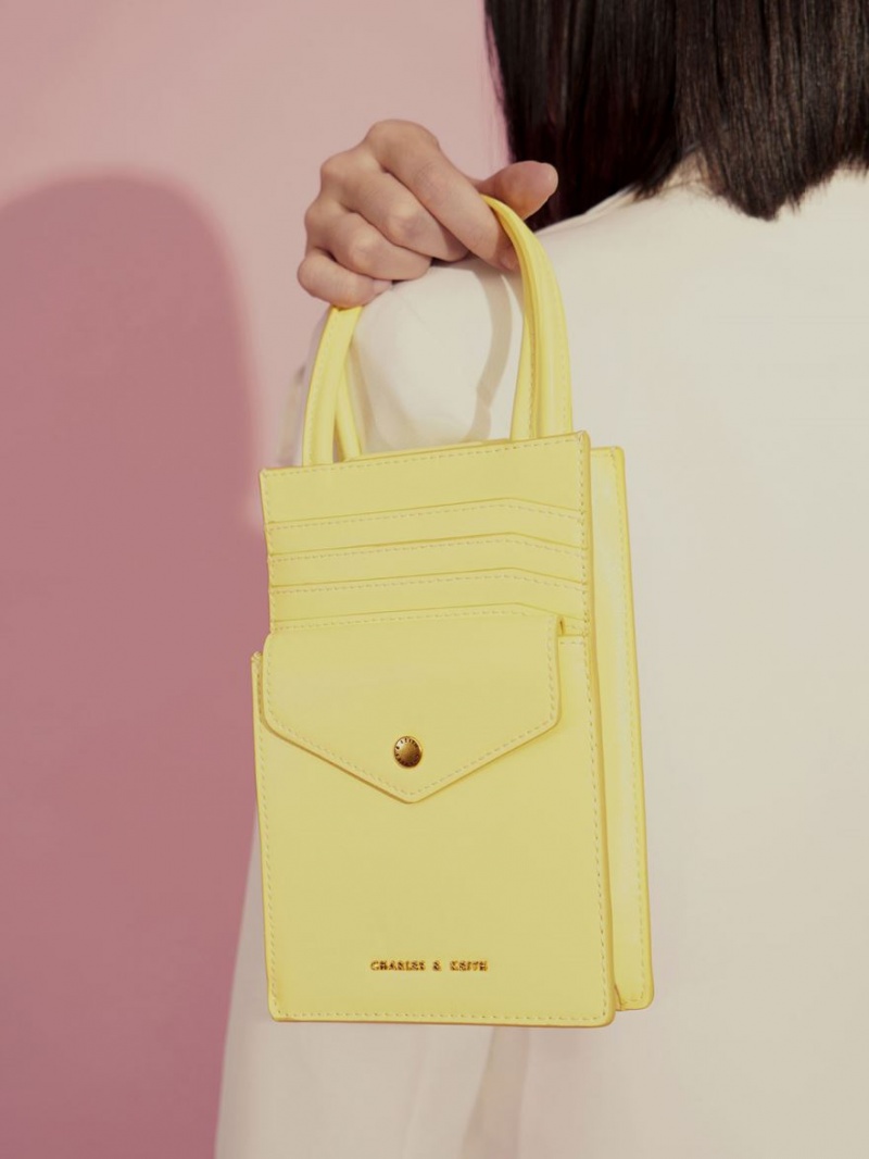 Geanta Tote Charles & Keith Solange Double Handle Elongated Galbeni | 576ECBVAG