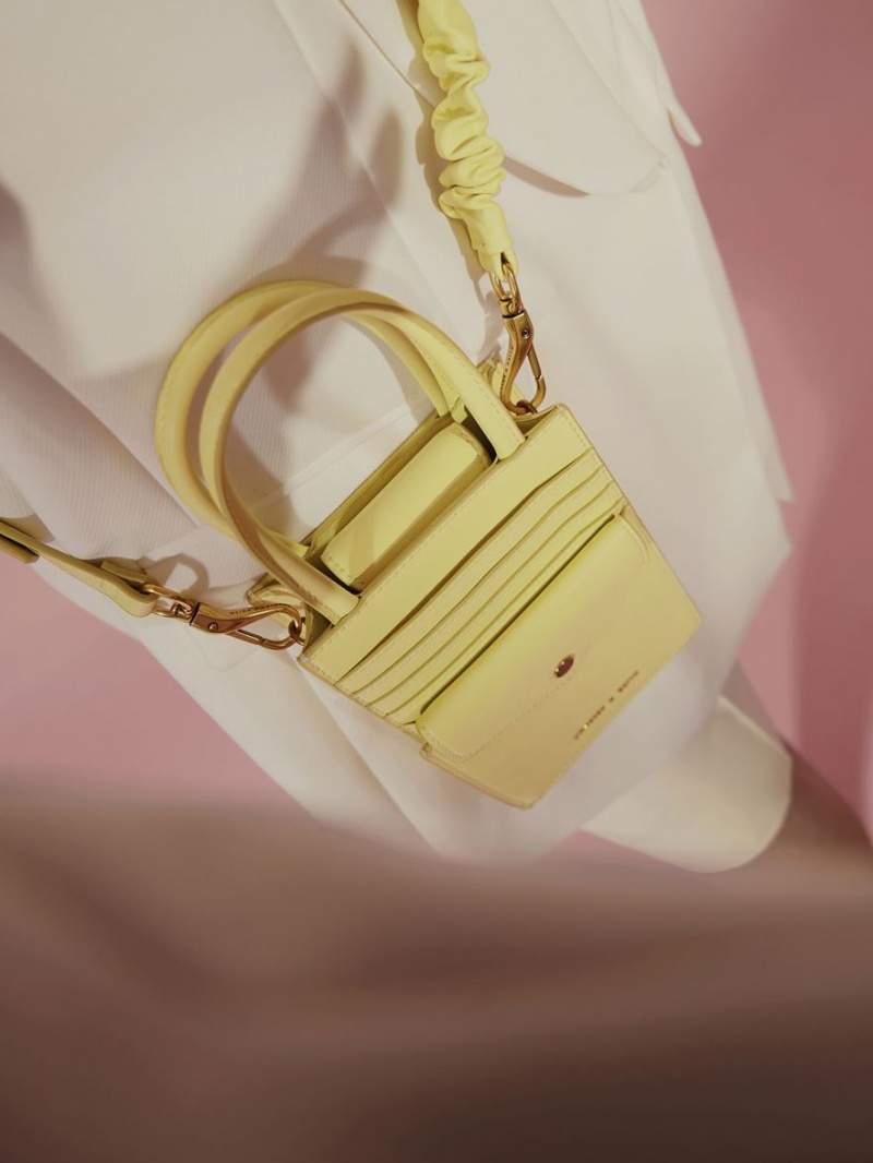 Geanta Tote Charles & Keith Solange Double Handle Elongated Galbeni | 576ECBVAG