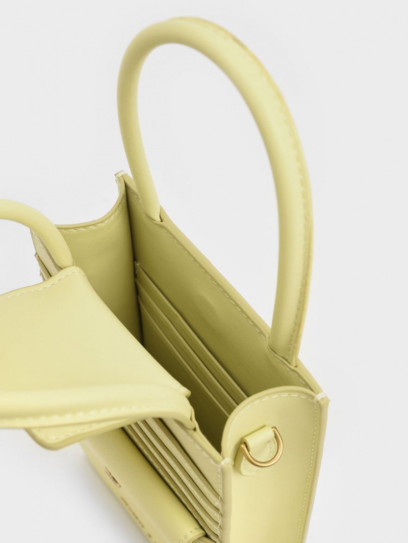 Geanta Tote Charles & Keith Solange Double Handle Elongated Galbeni | 576ECBVAG