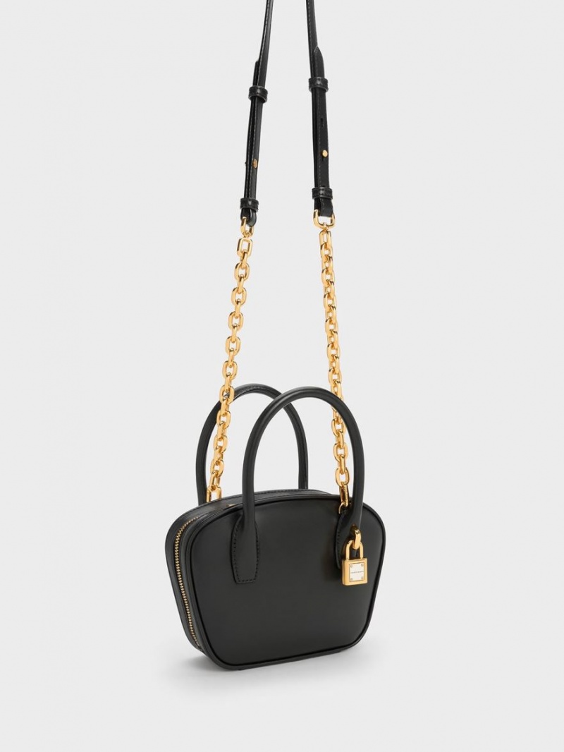 Geanta Tote Charles & Keith Suki Padlock Negrii | 503IHLOTC