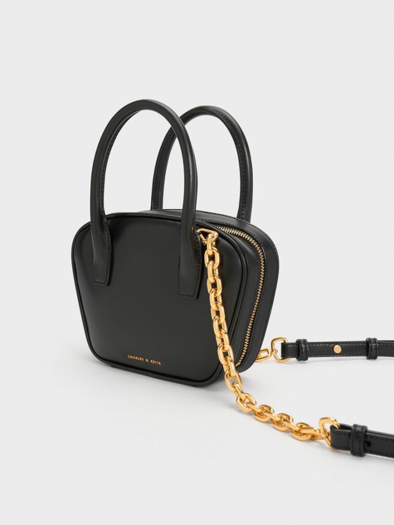 Geanta Tote Charles & Keith Suki Padlock Negrii | 503IHLOTC