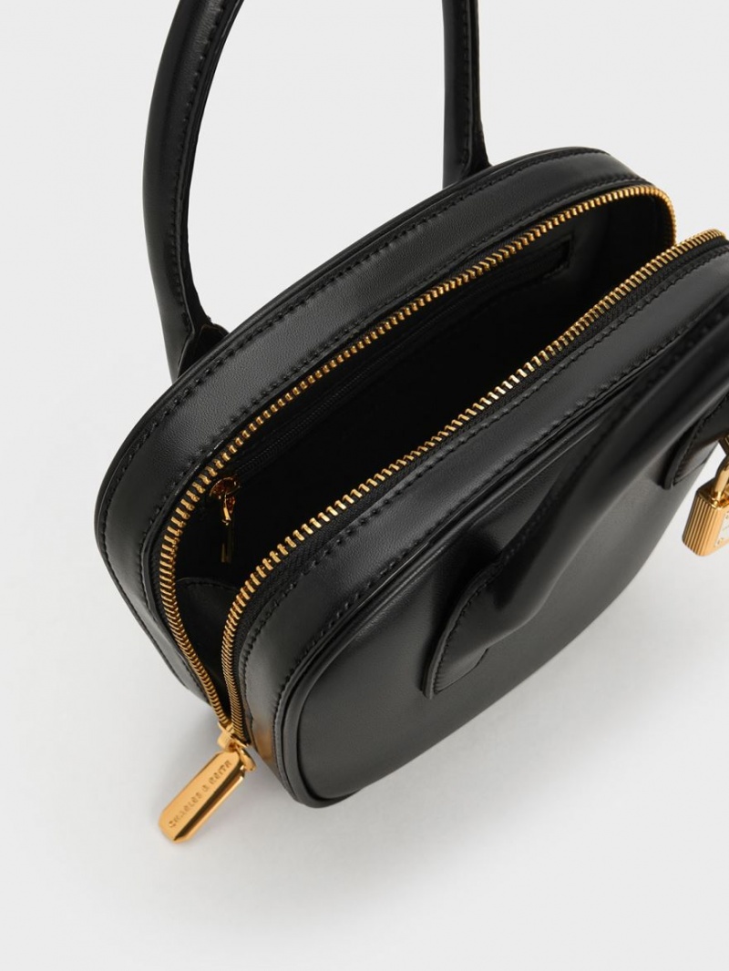 Geanta Tote Charles & Keith Suki Padlock Negrii | 503IHLOTC