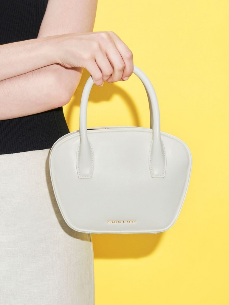 Geanta Tote Charles & Keith Suki Padlock Albi | 149TPLEZC