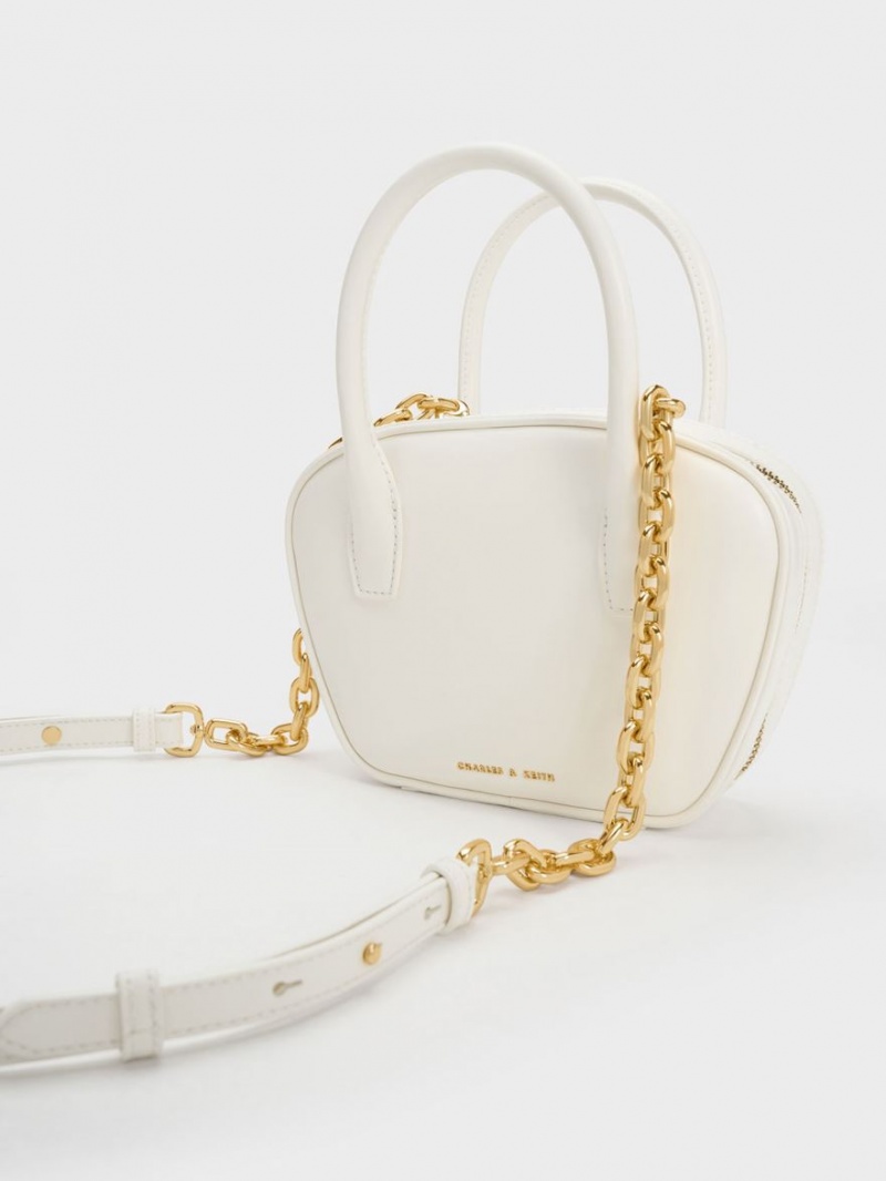 Geanta Tote Charles & Keith Suki Padlock Albi | 149TPLEZC