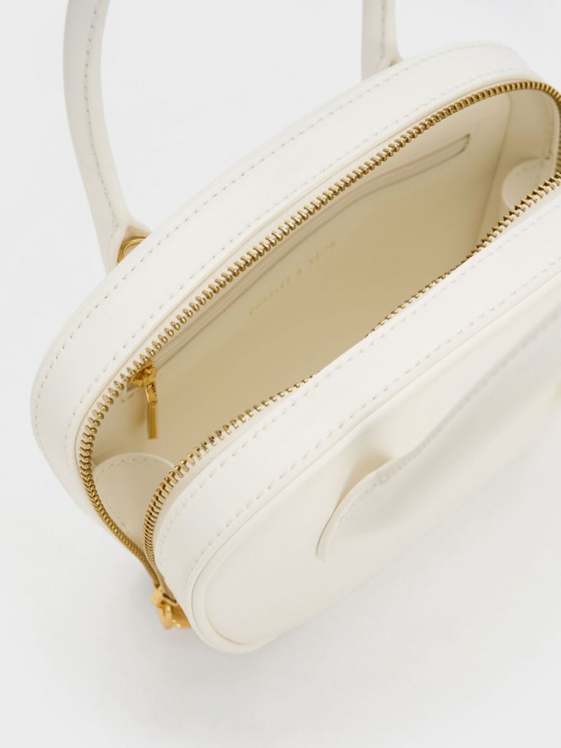 Geanta Tote Charles & Keith Suki Padlock Albi | 149TPLEZC