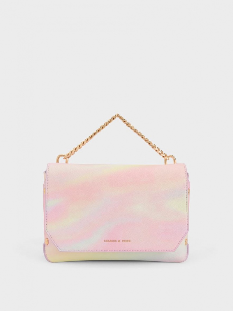 Geanta Tote Charles & Keith Swirl-Print Metallic Accent Front Flap Colorati | 027HIXSLV