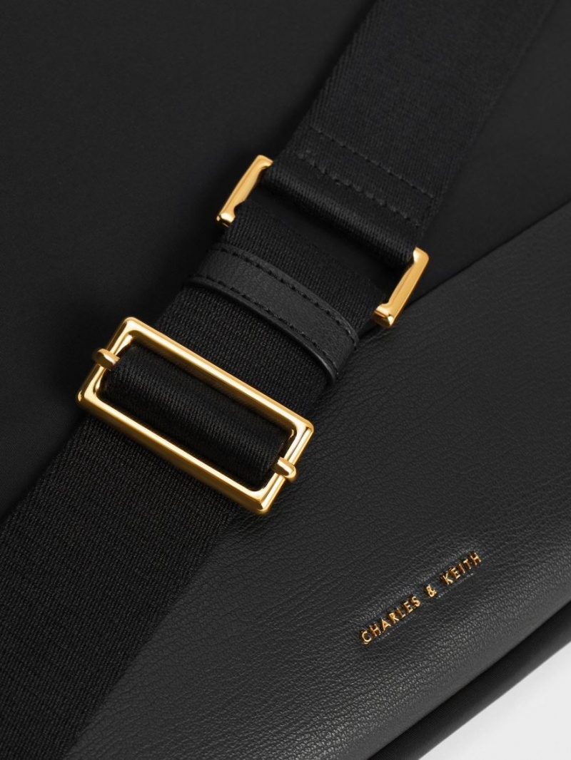 Geanta Tote Charles & Keith Textured Laptop Negrii | 056JCZKVM