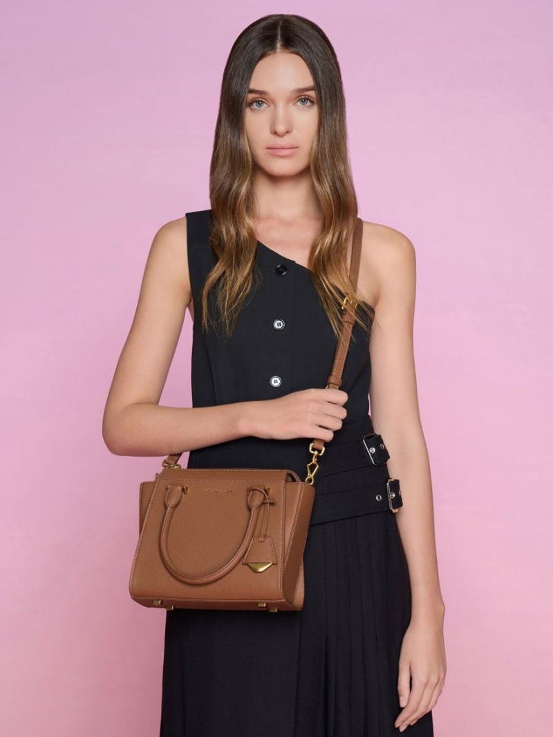 Geanta Tote Charles & Keith Trapeze Ciocolata | 820MBQAVR