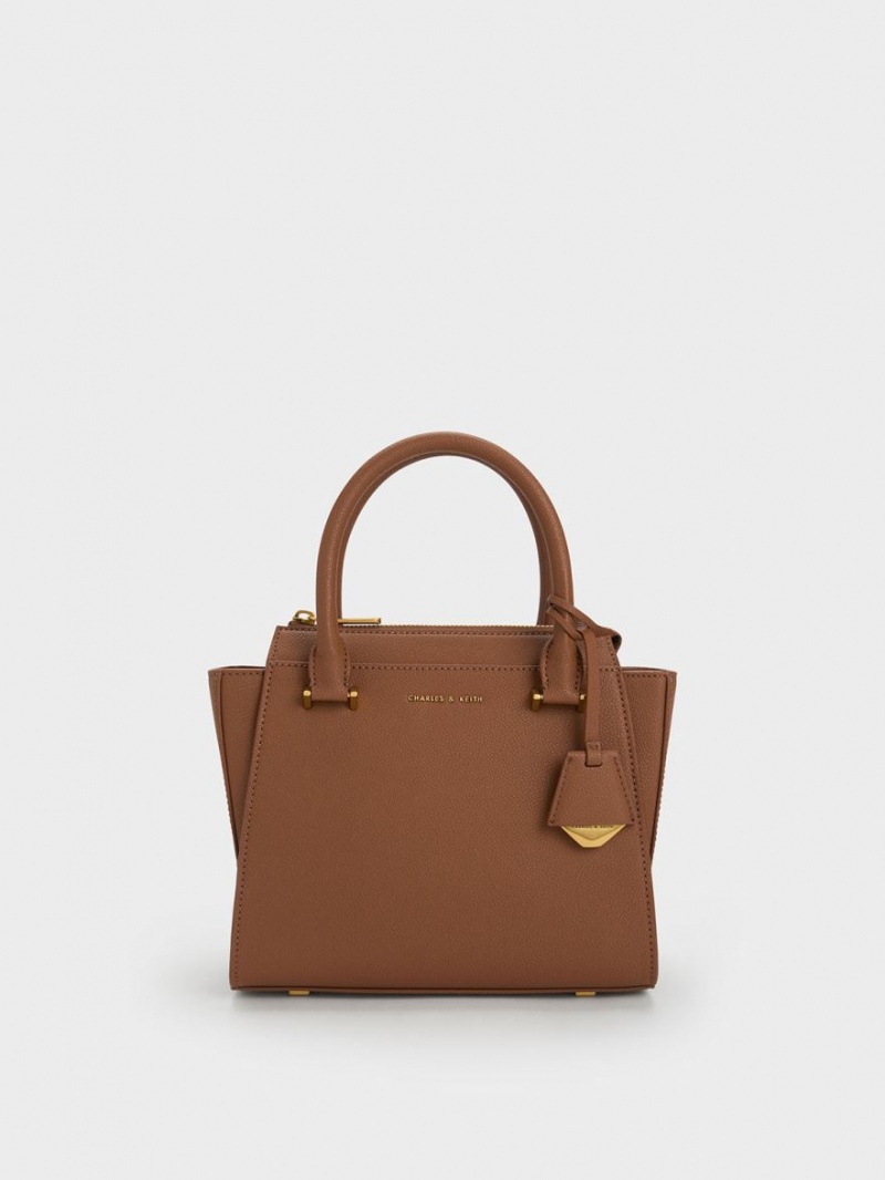 Geanta Tote Charles & Keith Trapeze Ciocolata | 820MBQAVR