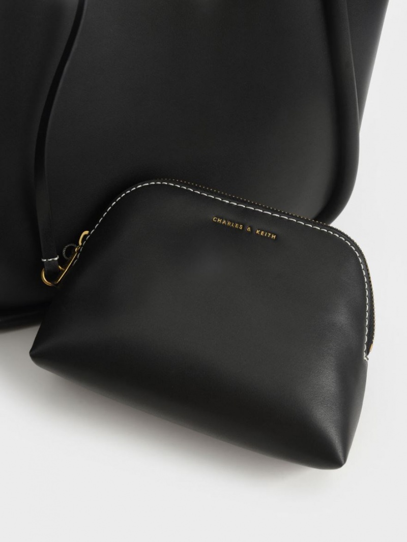 Geanta Tote Charles & Keith Tubular Slouchy Negrii | 498FDGCEN