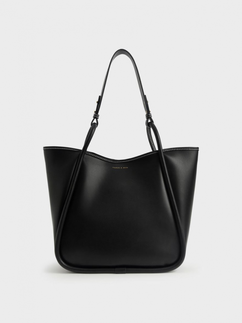 Geanta Tote Charles & Keith Tubular Slouchy Negrii | 498FDGCEN
