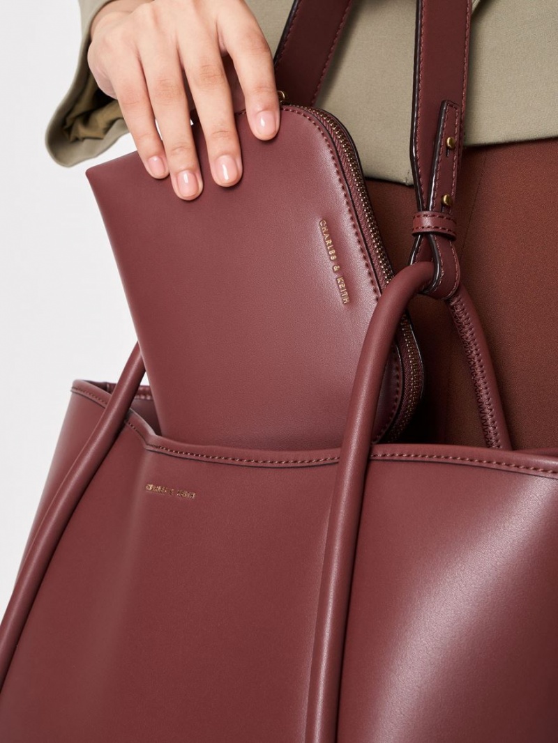 Geanta Tote Charles & Keith Tubular Slouchy Ciocolata | 021CVEASL