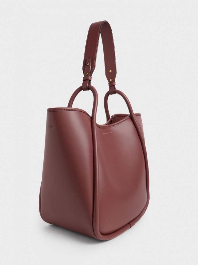 Geanta Tote Charles & Keith Tubular Slouchy Ciocolata | 021CVEASL