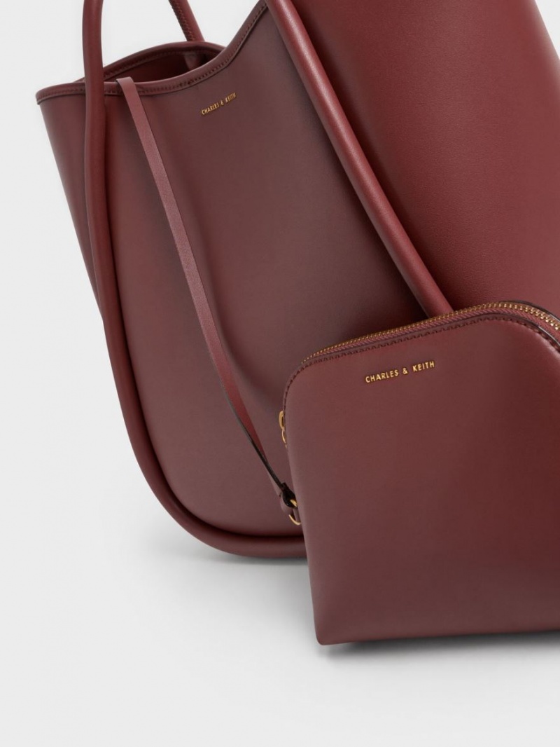 Geanta Tote Charles & Keith Tubular Slouchy Ciocolata | 021CVEASL
