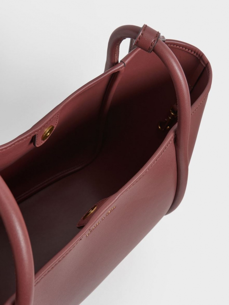 Geanta Tote Charles & Keith Tubular Slouchy Ciocolata | 021CVEASL