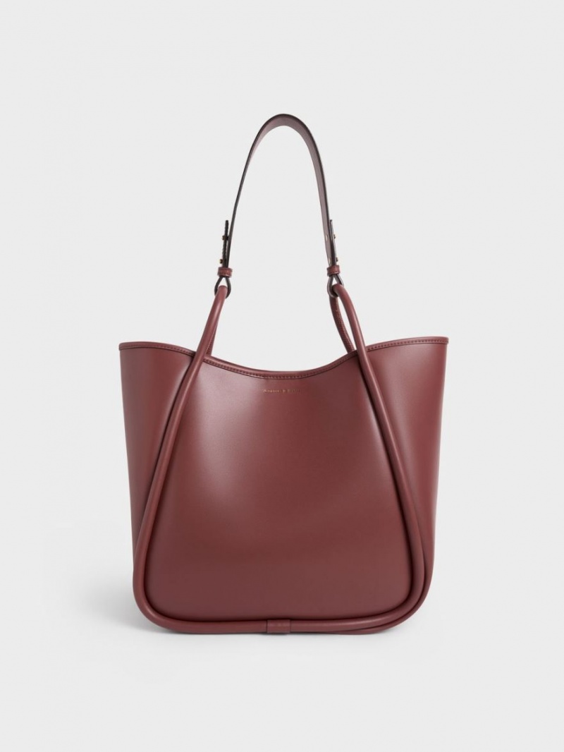 Geanta Tote Charles & Keith Tubular Slouchy Ciocolata | 021CVEASL