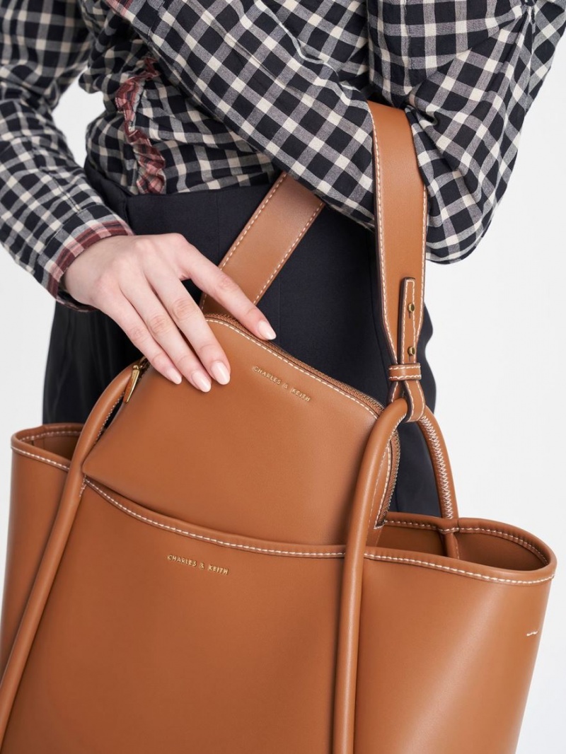 Geanta Tote Charles & Keith Tubular Slouchy Maro | 574HXTSVZ