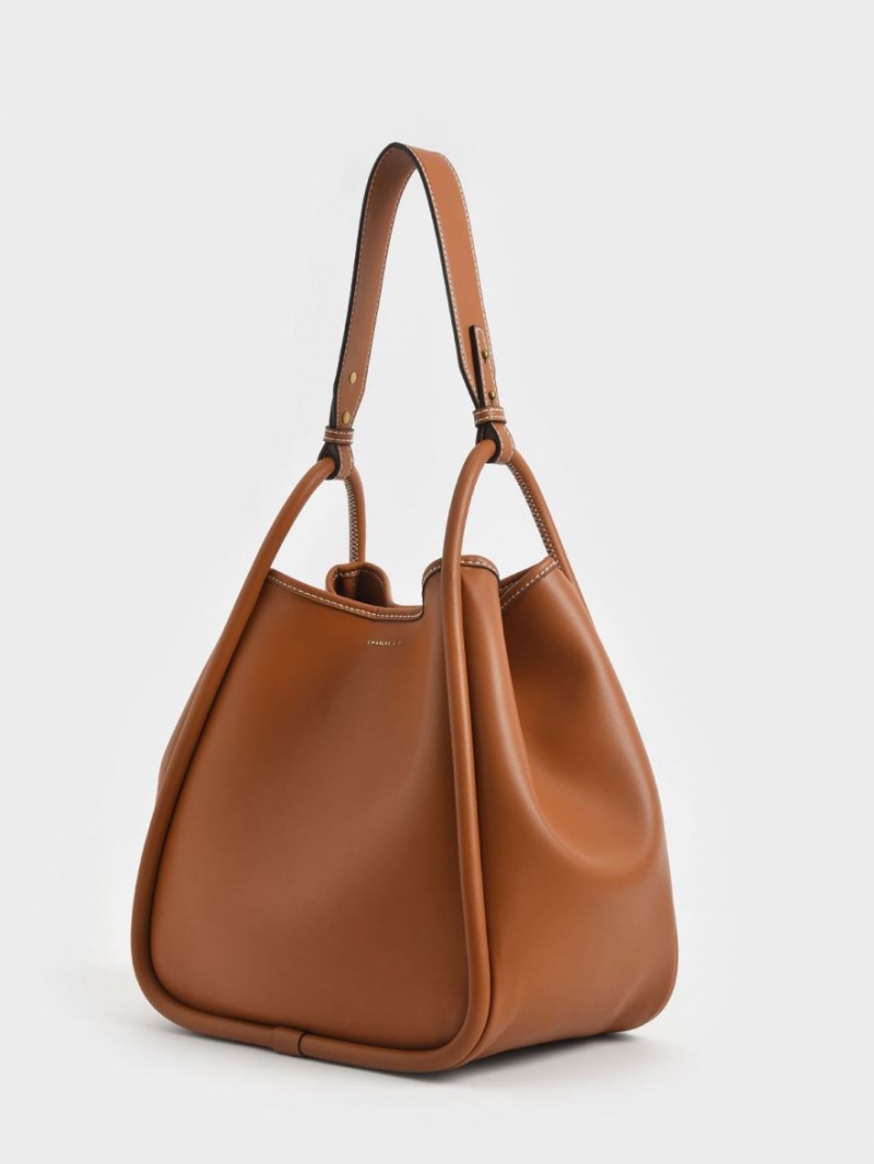 Geanta Tote Charles & Keith Tubular Slouchy Maro | 574HXTSVZ