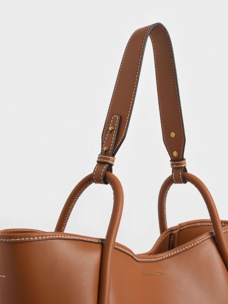 Geanta Tote Charles & Keith Tubular Slouchy Maro | 574HXTSVZ
