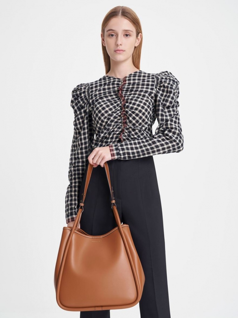 Geanta Tote Charles & Keith Tubular Slouchy Maro | 574HXTSVZ