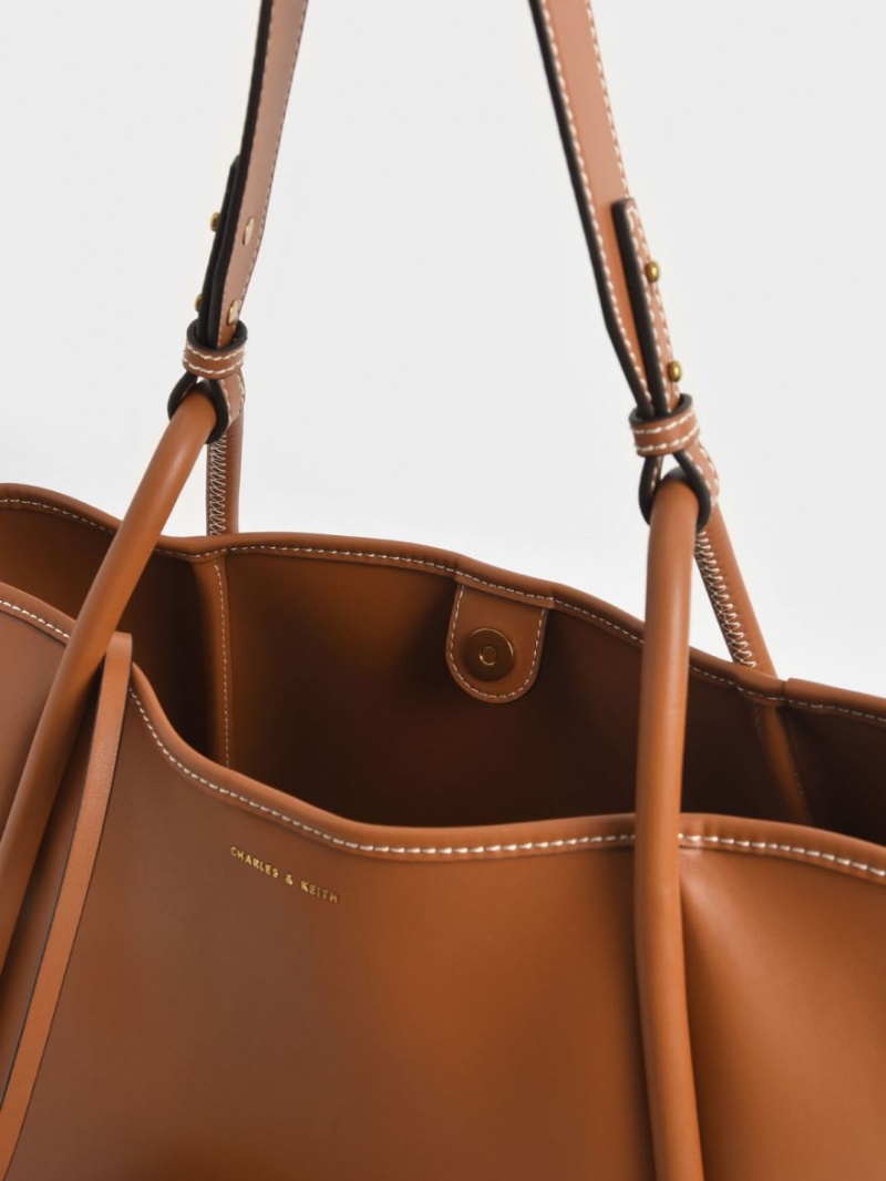 Geanta Tote Charles & Keith Tubular Slouchy Maro | 574HXTSVZ