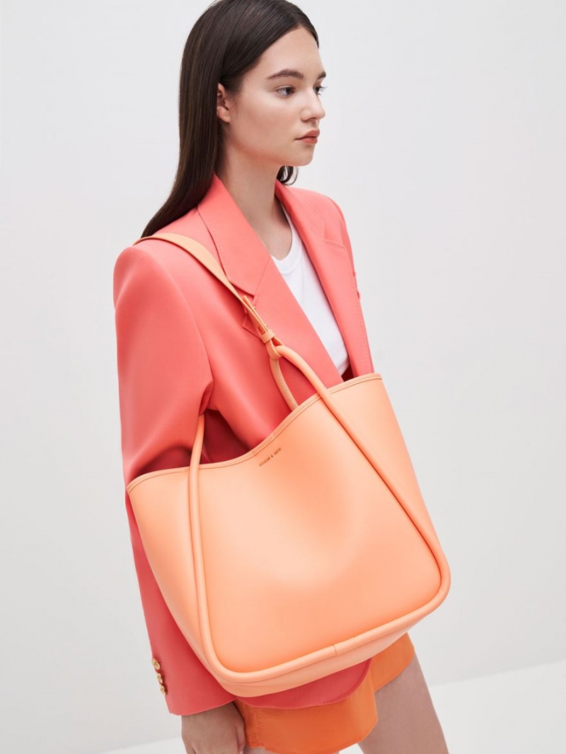 Geanta Tote Charles & Keith Tubular Slouchy Portocalii | 056XJZGFE