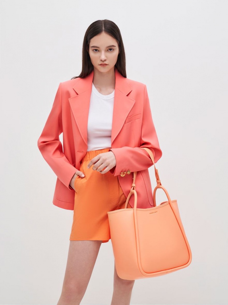 Geanta Tote Charles & Keith Tubular Slouchy Portocalii | 056XJZGFE