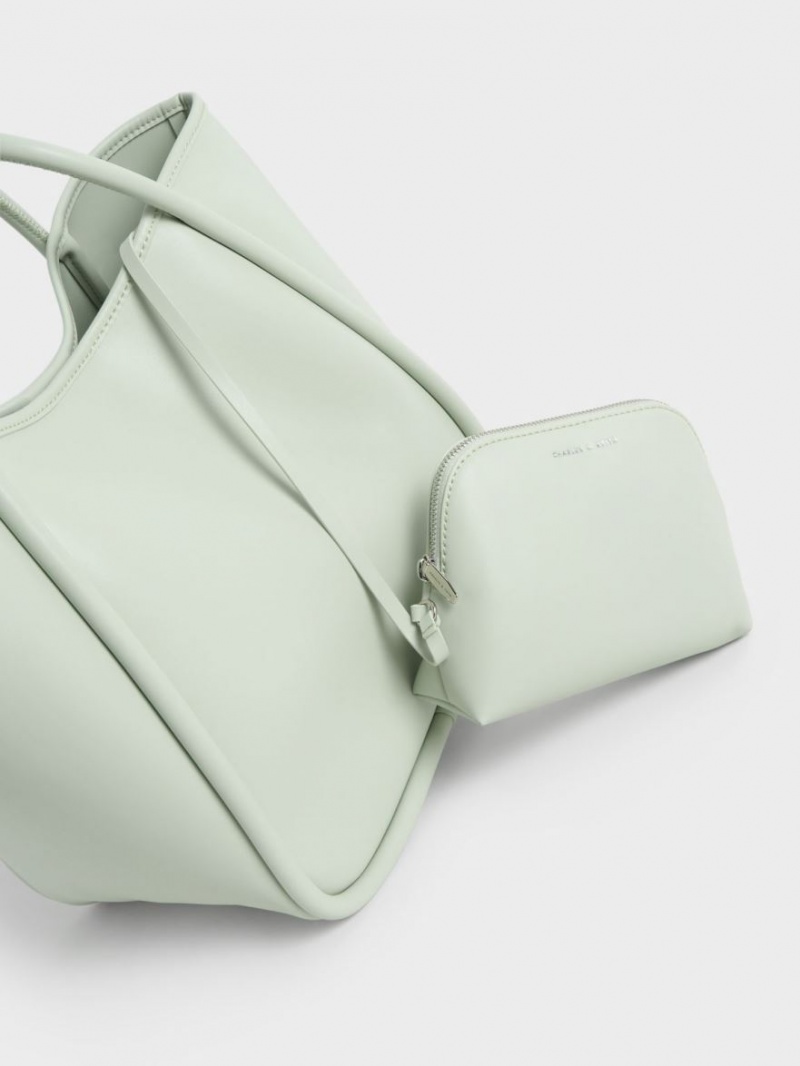 Geanta Tote Charles & Keith Tubular Slouchy Verde Menta | 637JIKQBH