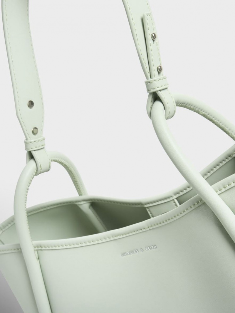 Geanta Tote Charles & Keith Tubular Slouchy Verde Menta | 637JIKQBH