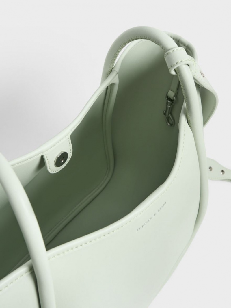 Geanta Tote Charles & Keith Tubular Slouchy Verde Menta | 637JIKQBH