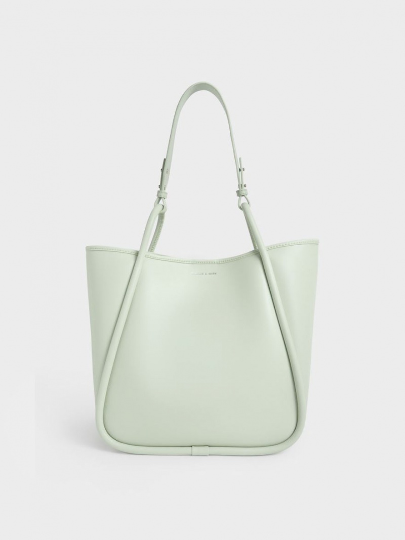 Geanta Tote Charles & Keith Tubular Slouchy Verde Menta | 637JIKQBH