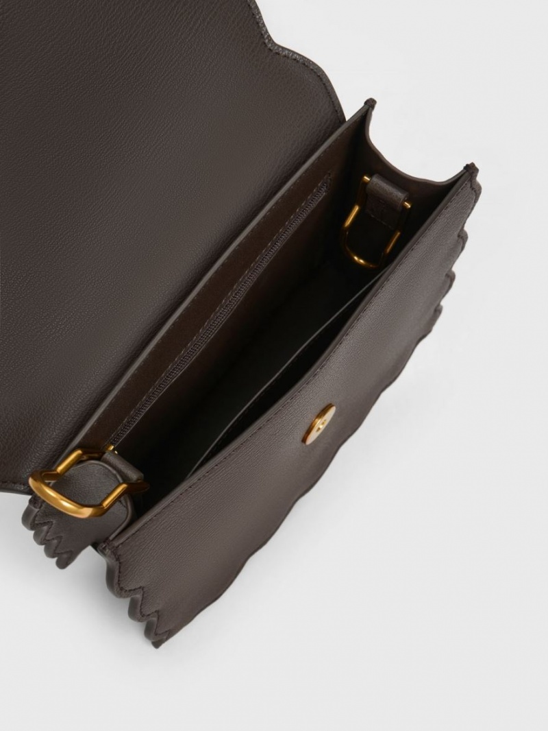 Geanta Tote Charles & Keith Waverly Scallop-Trim Negrii | 692PNBKWV