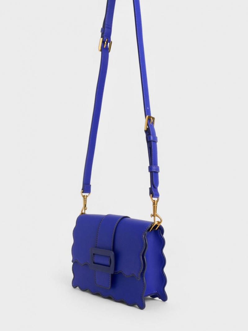 Geanta Tote Charles & Keith Waverly Scallop-Trim Albastri | 103OSZNXD