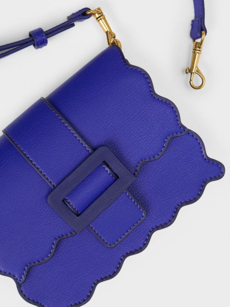 Geanta Tote Charles & Keith Waverly Scallop-Trim Albastri | 103OSZNXD