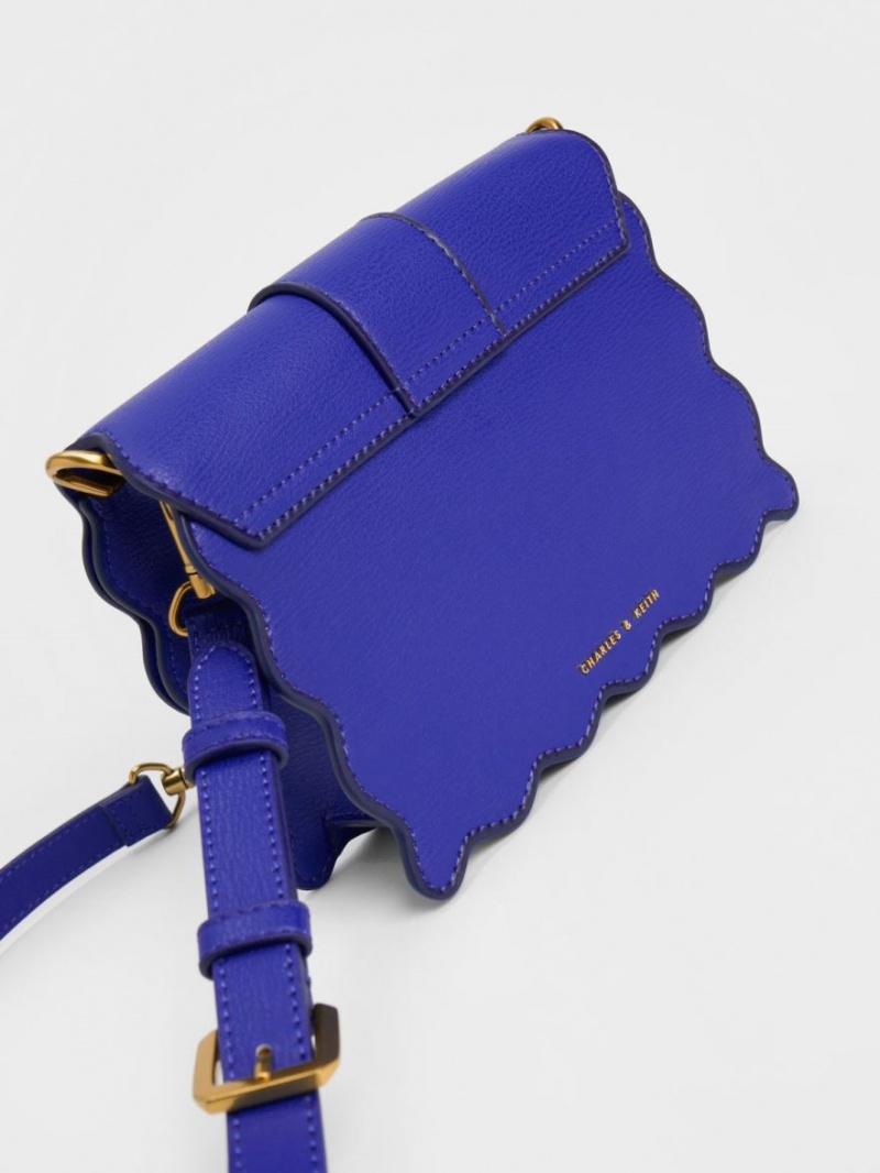 Geanta Tote Charles & Keith Waverly Scallop-Trim Albastri | 103OSZNXD