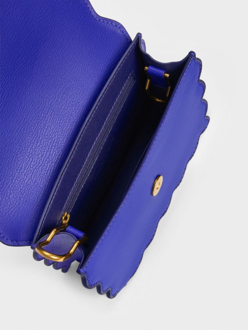 Geanta Tote Charles & Keith Waverly Scallop-Trim Albastri | 103OSZNXD