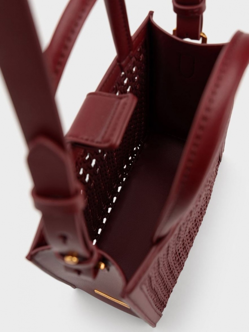 Geanta Tote Charles & Keith Woven Double Handle Visinii | 852MFQSBK
