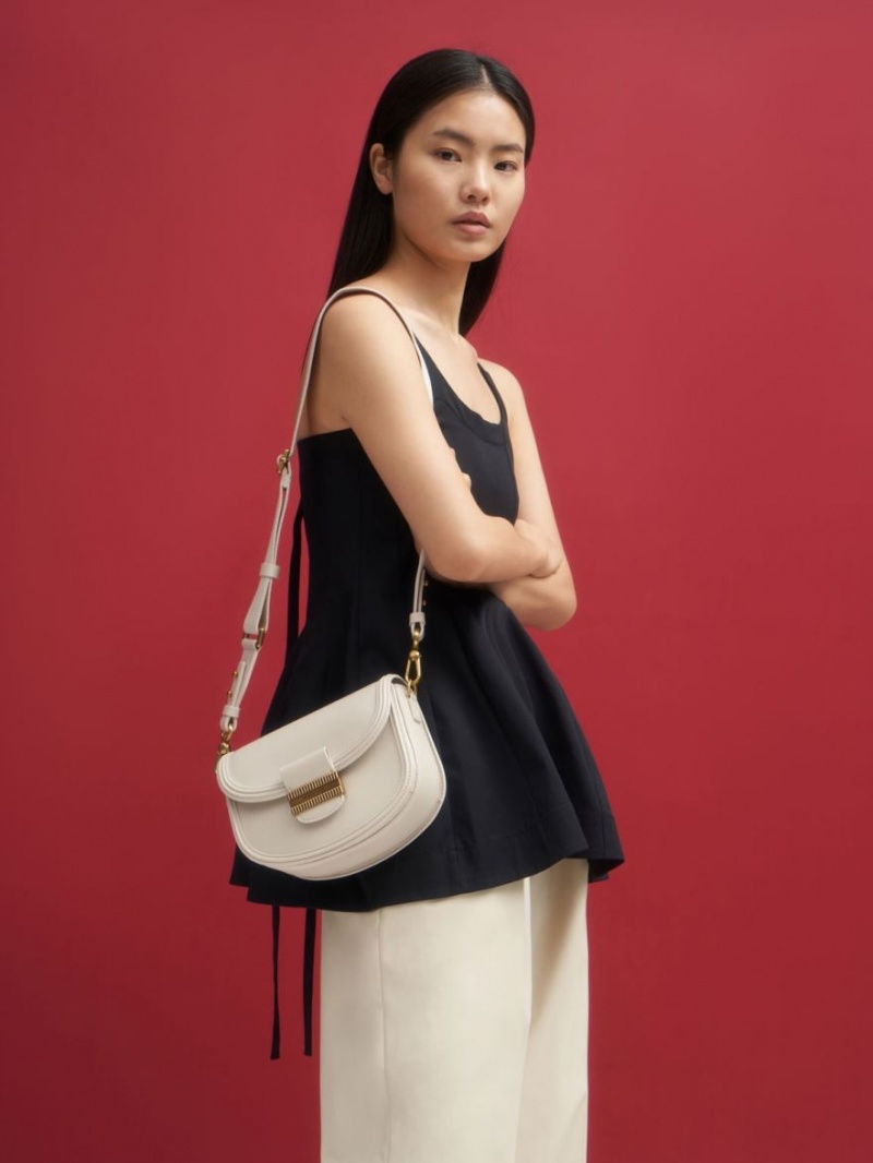 Genți De Șa Charles & Keith Embellished Albi | 204LQTBPO