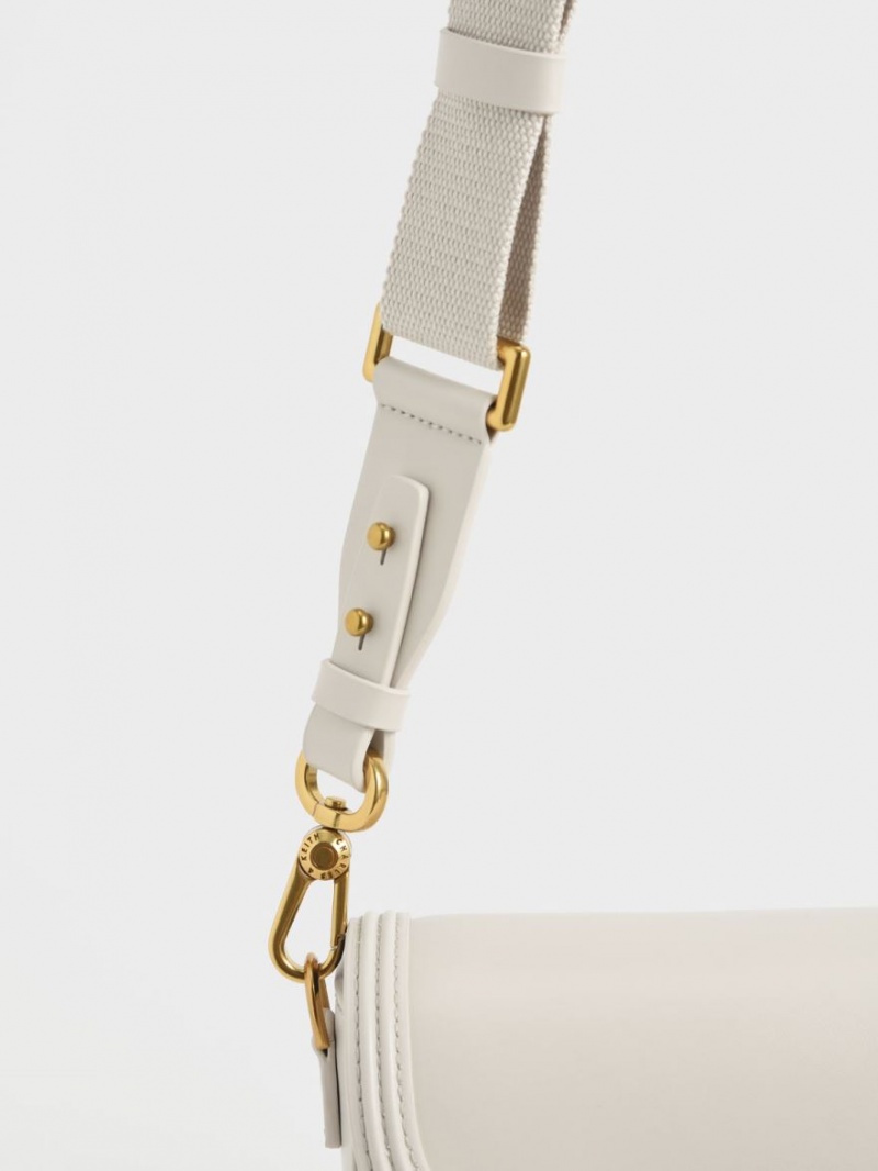 Genți De Șa Charles & Keith Embellished Albi | 204LQTBPO