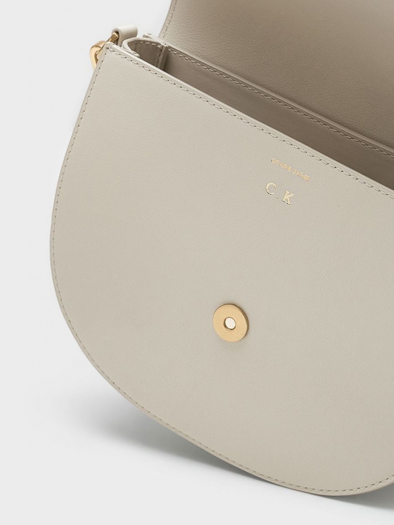Genți De Șa Charles & Keith Gabine Piele​ Albi | 369HVZLXG
