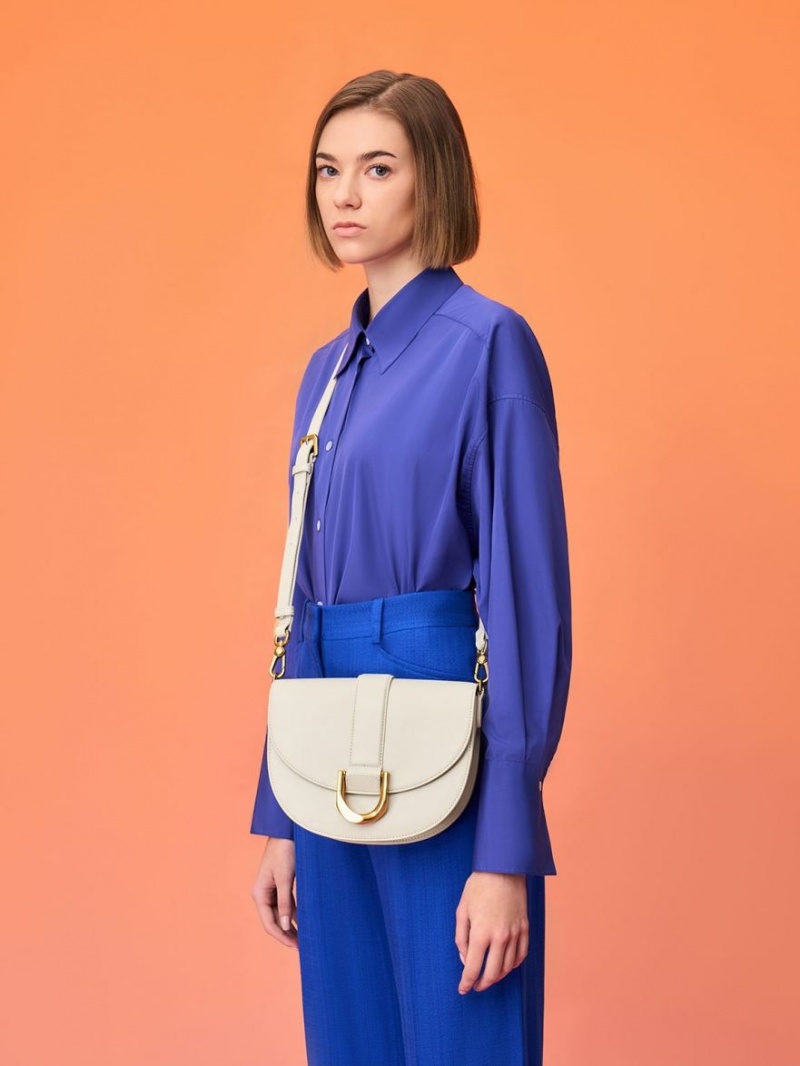 Genți De Șa Charles & Keith Gabine Piele​ Albi | 369HVZLXG