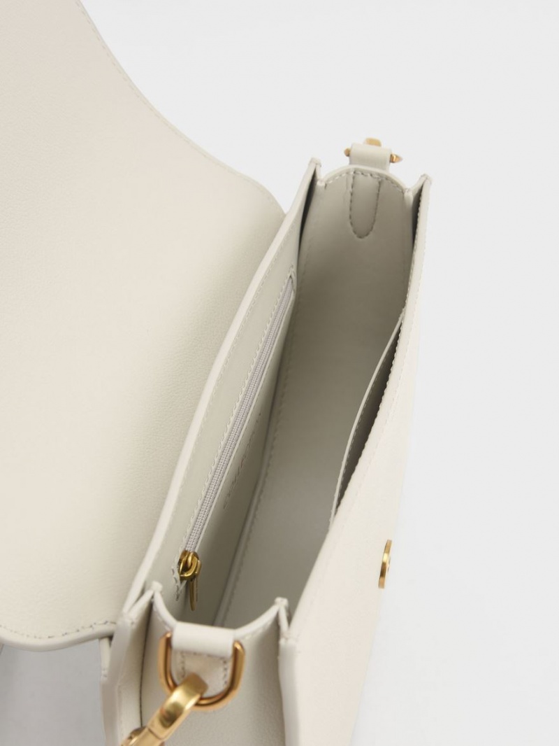 Genți De Șa Charles & Keith Gabine Piele​ Albi | 369HVZLXG