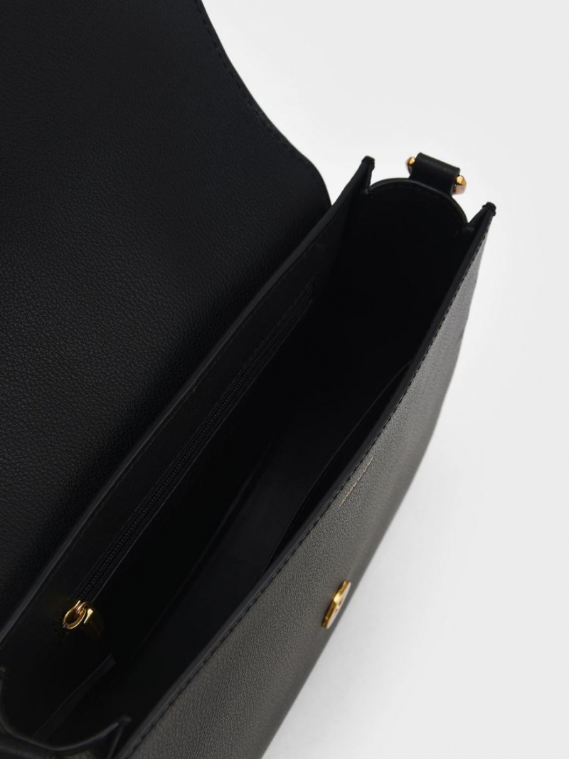 Genți De Șa Charles & Keith Gabine Piele​ Negrii | 623CAWNBR