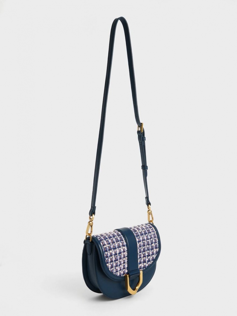 Genți De Șa Charles & Keith Gabine Tweed Bleumarin | 874LCWZYG