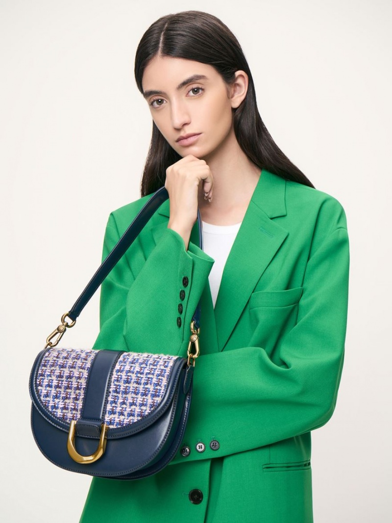 Genți De Șa Charles & Keith Gabine Tweed Bleumarin | 874LCWZYG