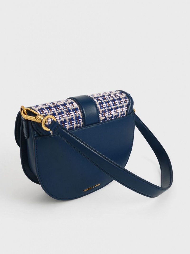 Genți De Șa Charles & Keith Gabine Tweed Bleumarin | 874LCWZYG